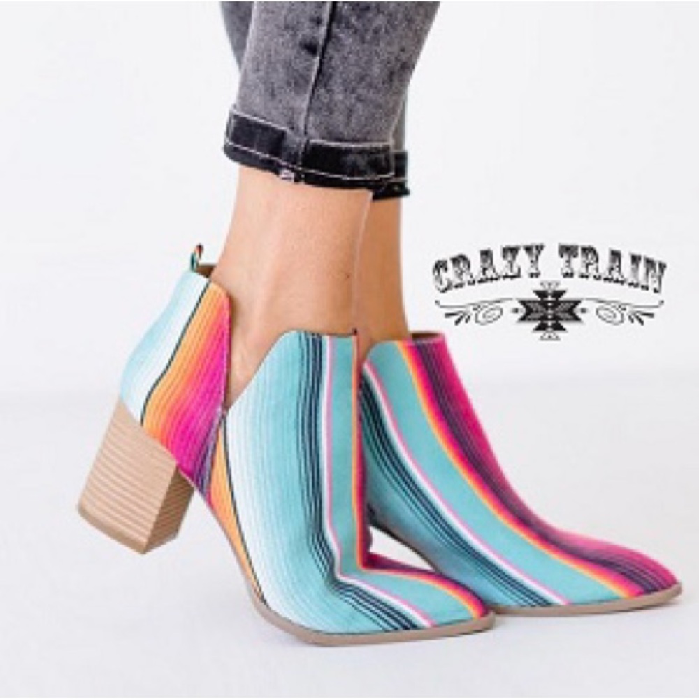 Crazy Train Vibrant Striped Heeled Boots